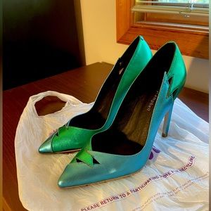New Jeffrey Campbell Green Blue Stiletto Heels US6